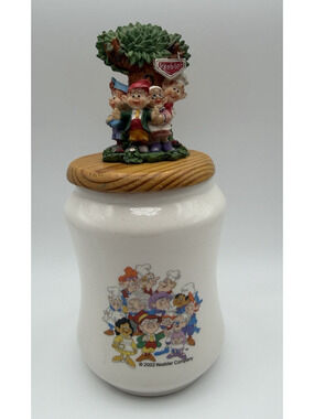 Keebler Elf Vintage 2002 Elves Tree House Cookie Candy Jar w/ Wooden Lid